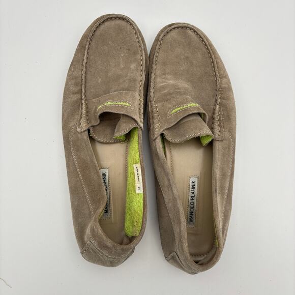 Manolo Blahnik Roadster Suede Driving Loafers Slip On Shoes Men's 44 - Picture 6 of 12